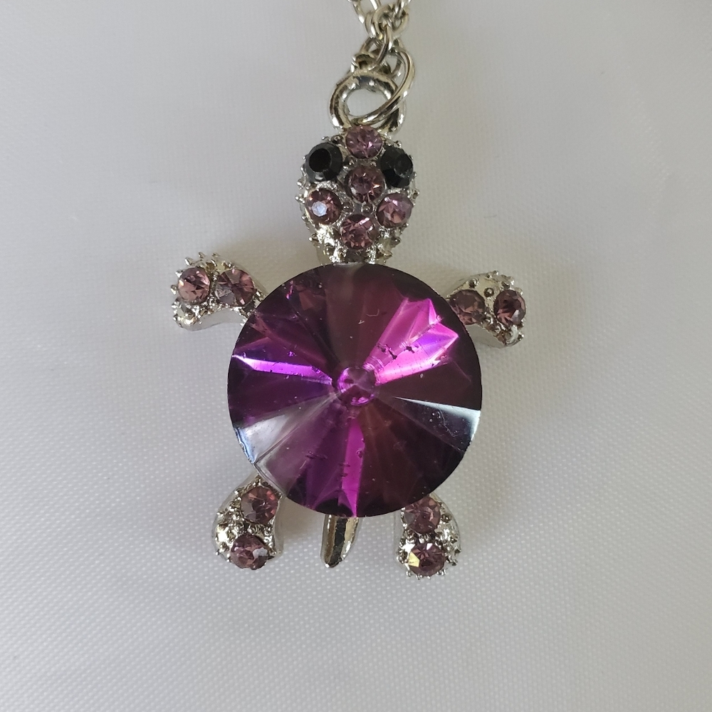 Purple Turtle necklace & Stud earrings Purple